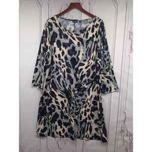 Effortless Style By Citiknits Dress Women's SZ XL Stretch Shift Purple‎ Leopard